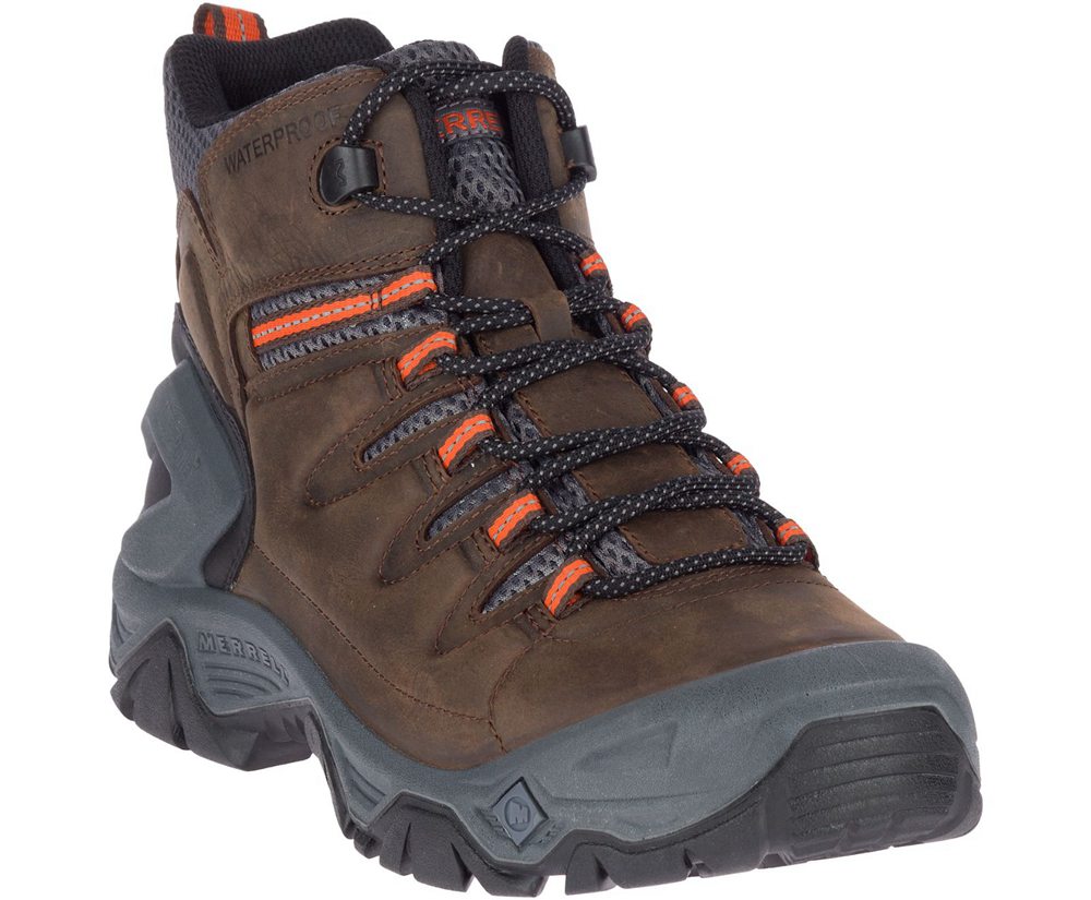 Merrell Hiking Boots Brown - Strongbound Peak Mid Waterproof - Mens 13DOMZJAS